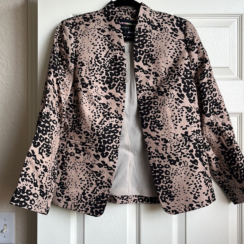 NWT Jcrew Linen Leopard Going Out Blazer